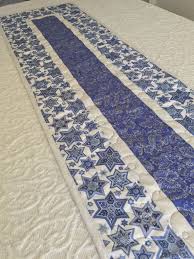 Hanukkah Table Runner Quilt Blue White Channukah Quilted Table Runners Blue Quilts Table Runners