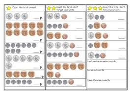 british u k coin counting total amount 3 star challenge sheet money