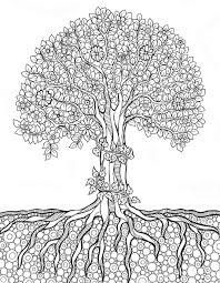Coloring page of an imaginary aquatic village, with a strange creature and a mysterious character. 9782815307086 Ext Mandala Coloring Pages Mandala Coloring Tree Coloring Page