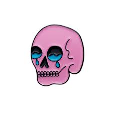 Pink Crying Skull Pin. Pink Skull Enamel Pin. Crying Sad Teardrops Lapel  Pin. Mental Health Enamel Pin. Emotional Support Pin.