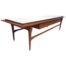 Vintage mid century chrome square parson coffee table. Midcentury Coffee Table With White Laminate Top For Sale At 1stdibs