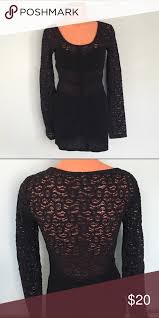 Free People Black Lace Long Sleeve Dress S Black Lace Long Sleeve Dress Long Sleeve Lace Lace Bodycon Dress