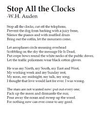 Stop All The Clocks Funeral Blues W H Auden Quotations Poetry Words Funeral Poems