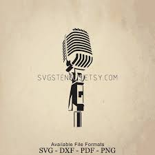 Download Svg Vintage Microphone Stencil Silhouette Studio Etsy In 2021 Graphic Image Prints Svg
