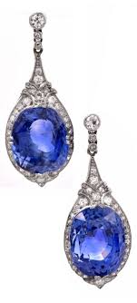 Antique Deco 35 99cts Ceylon Sapphire No Heat Diamond Drop Platinum Earrings Gioielli Art Deco Gioielli Zaffiro