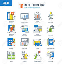 Color Flat Line Icons Set Of Protection Of Payments Career Development