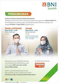 Bank bni yang buka hari sabtu di solo hanya saja kantor bank ini tidak buka di hari sabtu dan minggu.kcu bni semarang, jalan mt haryono nomor 16. Bni Syariah Peduli Terhadap Meluasnya Penyebaran Virus Corona