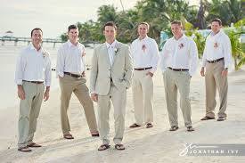 Men Wearing Any White Shirt Any Khaki Pants Groom Step Up With Khaki Suit No Tie Flip Flop Beach Wedding Suits Mens Wedding Attire Groom Suit Beach Wedding