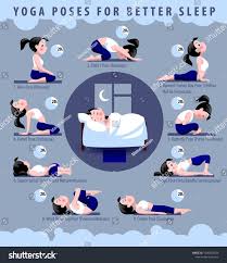 Yoga Poses For Better Sleep Fitness Exercises With Cartoon Girl In Blue And White Suit In Flat Syle Vector Illustra Sleep Yoga Easy Yoga Workouts Office Yoga
