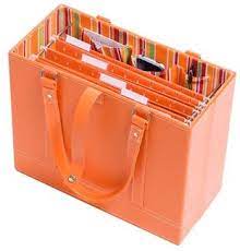 Portable Orange File Box Cute Portable House Scrapbook Organization Declutter Your Life