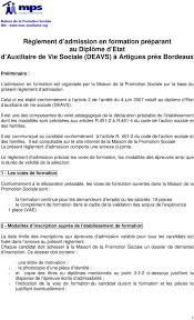 L'élaboration d'une lettre de motivation est l'une des exigences les plus habituelles pour postuler à un emploi, stage ou formation. Reglement D Admission En Formation Preparant Au Diplome D Etat D Auxiliaire De Vie Sociale Deavs A Artigues Pres Bordeaux Pdf Telechargement Gratuit