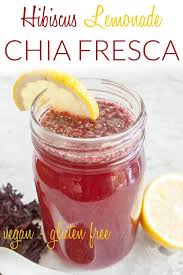 Hibiscus Lemonade Chia Fresca Vegan Gluten Free This Healthy Drink With Hibiscus Tea Will Quench Healthy Drinks Recipes Vegan Drinks Vegan Drinks Recipes
