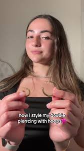 Double Ear Piercing with Gold Small Hoops