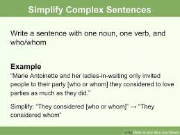 How To Use Who And Whom Complex Sentence Examples Sentence Writing Complex Sentences
