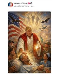 🚨 JUST IN 🚨 President Trump POSTS IMAGE portraying himself as JESUS CHRIST The image quickly goes viral, sparking massive reactions across social media — from support to controversy. What's your take