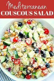 Also called pearl couscous, it's a popular staple in many greek recipes. This Mediterranean Couscous Salad Is A Healthy And Light Option For Lunch Or Dinner Fluffy Couscous Is Couscous Salad Recipes Couscous Recipes Couscous Salad