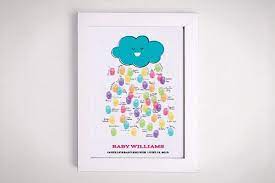 Happy Cloud Thumbprint Baby Shower Guestbook The Little Umbrella Baby Shower Guest Book Baby Shower Book Baby Shower Guest Book Alternative