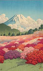 Looking At Mt Fuji From The Azalea Garden Japan 1935 By Kawase Hasui Japanese Art Art Wallpaper Art