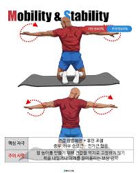 어깨 가동성(Shoulder Mobility) 대표적인 목적과 효과는............ ① 어깨 관절 가동범위(ROM) 향상 견관절  굴곡·외전·회전 가동성 확보로 일상동작 및 운동 수행 능력 증가 ② 견갑-상완 리듬 정상화 견갑골과 상완골의 협응 회복으로 어깨 충돌 및