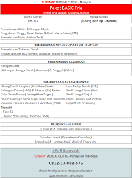 Do not eat or drink except plain water for at least 8 hours prior to check up. Promo Paket Medical Check Up Sunway Medical Centre Kuala Lumpur