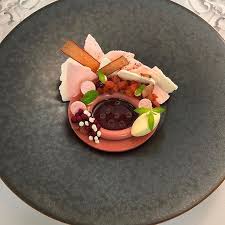 White chocolate, vanilla bean cardamom mousse and raspberry layers recipe japanese ice cream christine manfields splice layered The Ever Lasting Ring Mold Rhubarb Desserts Dessert Presentation Desserts