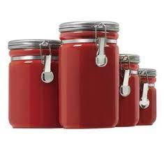 Elama 3 piece ceramic kitchen canister collection in sand. Ceramic Kitchen Canisters Red Set Of 4 In Kitchen Canisters