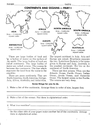 Continents And Oceans Worksheets Continents And Oceans Geography Worksheets Printable Worksheets