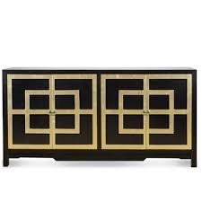 Draper Lacquered Greek Key Black Gold Cabinet Console Furniture Furniture Painted Furniture