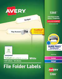 13 file folder label templates free sample example format. Amazon Com Avery File Folder Labels For Laser And Ink Jet Printers With Trueblock Technology 3 4375 X 66 Inches White Box Of 1500 5366 Office Products