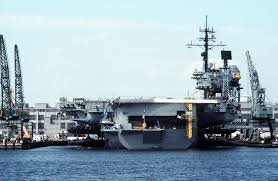 A Stern View Of The Aircraft Carrier Uss America Cv 66