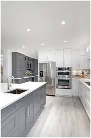 bright, modern, gray, white, kitchen