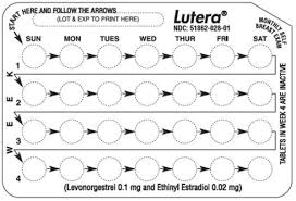 The dosage of lutera is one white tablet daily for 21 consecutive days, followed by one peach inert tablet daily for 7 consecutive days, according to the prescribed schedule. Lutera Levonorgestrel And Ethinyl Estradiol Uses Dosage Side Effects Interactions Warning