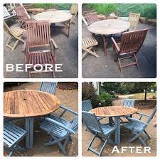 Teak Wood Outdoor Table Wood Furniture Easy Transformation Blue Chairs Diy S Wooden Outdoor Furniture Painted Outdoor Furniture Teak Outdoor Furniture