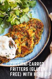 Zucchini Carrot Fritters Gluten Free With Herb Dip In 2020 Fritters Recipes Healthy Cooking