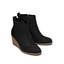 Clare Black Leather Wedge Boot