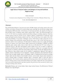 Pdf Legal Status Of Asylum Seekers And Refugees In Iraq And Kurdistan Region Of Iraq