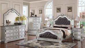 Pamela Silver 2pc Bedroom Set W King Bed Modern Bedroom Decor Mirrored Bedroom Furniture Master Bedroom Set