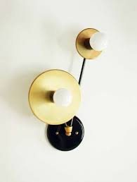 Black And Brass Wall Sconce Modern Wall Sconce Double Brass Lamp Wall Light Fixture Bedroom Light Bedside Light Black Gold Lamp Brass Double Mid Century Lighting Wall Brass Lamp Bedroom Light Fixtures Elegant Lighting Fixtures