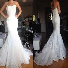 Couture candy is a one stop destination where you can easily find mermaid style formal dresses including mermaid evening gowns, mermaid bridal dresses or mermaid wedding gowns, and. 226 99 White Long Wedding Dresses 2020 Mermaid Strapless Sleeveless Lace Sexy