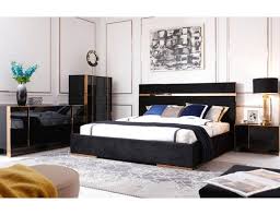 Black And Rose Gold Bedroom Furniture Toledo Black Velvet Bed Rosegold Accents Modern Bedroom Furniture Sets Modern Bedroom Set Black Velvet Bed