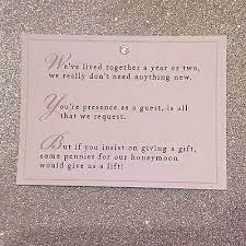 5 X Wedding Poem Cards For Invitations Money Cash Gift Honeymoon Wedding Gift Poem Wedding Invitation Wording Templates Trendy Wedding Invitations