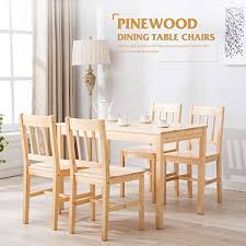 Enjoy 5 Pcs Natural Pine Wood Dining Set Table And Chairs For Kitchen Dining Room Best Dining T Kitchen Table Settings Compact Dining Table Dining Table Chairs