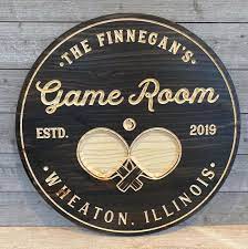 Game Room Sign Man Cave Personalized Signs Ping Pong Round Etsy In 2021 Game Room Signs Custom Sign Personalized Signs