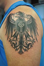 First, there's a circle that wraps around the. Black Eagle With Shield And Celtic Cross Tattoo By Josh Hoffman Living Arts Tattoo New Hope Pa