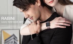 Amazon.com: Rabini 金屬磁性錶帶相容於Apple Watch 38 公釐40 公釐41 公釐42 公釐46 公釐44 公釐45  公釐49 公釐彩虹不鏽鋼錶帶