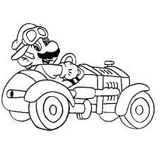 Nous te proposons de télécharger gratuitement 25 coloriages mario inédits ! Coloriage Mario Bros Et Sa Voiture De Course Dessin Gratuit A Imprimer