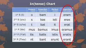 In Tense Chart O Bam I Eram S Bas Isti Eras T Bat It Erat