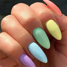 Polvos de colores básicos, pastel. Acrilico Forma De Almendra Y Colores Veraniegos Te Atrves Nails Unas Nails Nailart Nailartaddic Unas Color Pasteles Unas De Maquillaje Unas De Colores