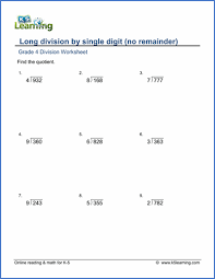 Grade 4 Long Division Worksheets Free Printable K5 Learning