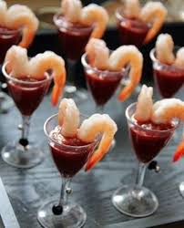 Toss with other ingredients, chill Mini Shrimp Cocktails In Mini Martini Glass Wedding Appetizers Wedding Food Menu Wedding Food